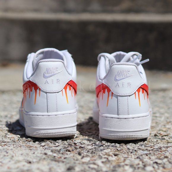 Nike Air Force 1 Low SUN FIRE Paint Drip Custom NWT - Picture 6 of 10